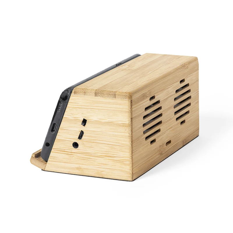 Enceinte avec chargeur puissance sonore 3w x2, batterie 1200 mAh en bambou ZAPHIR