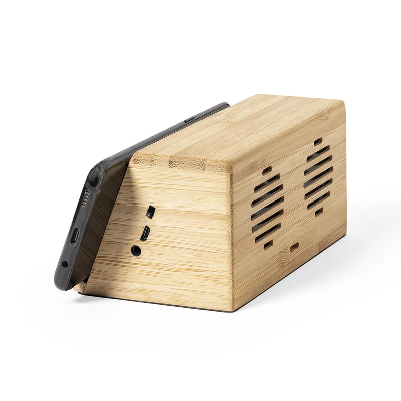 Enceinte avec chargeur puissance sonore 3w x2, batterie 1200 mAh en bambou ZAPHIR