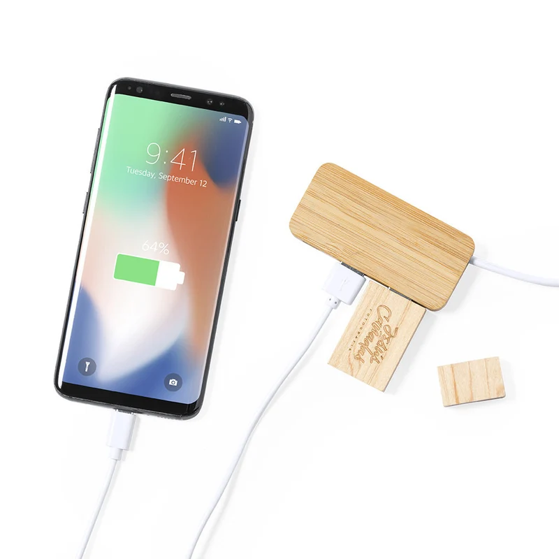 Port usb 2.0 avec 3 ports (usb et usb-c) en bambou NORMAN