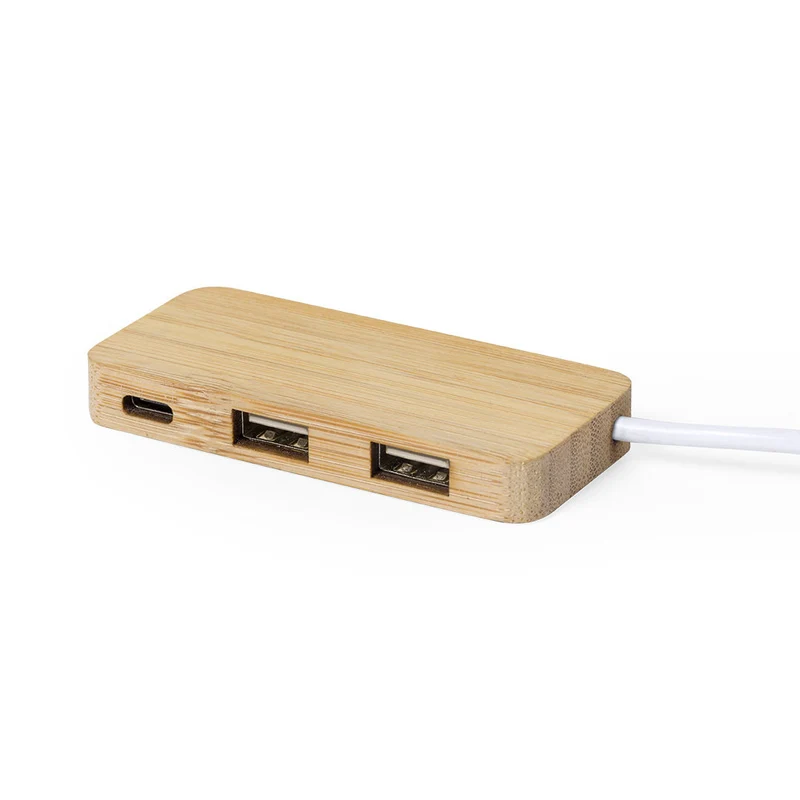 Port usb 2.0 avec 3 ports (usb et usb-c) en bambou NORMAN