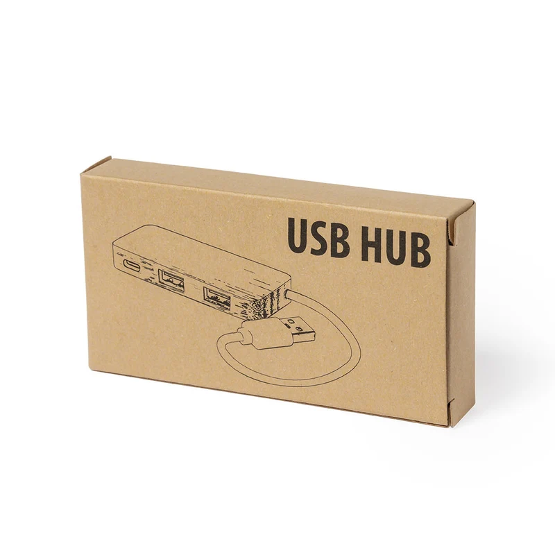 Port usb 2.0 avec 3 ports (usb et usb-c) en bambou NORMAN