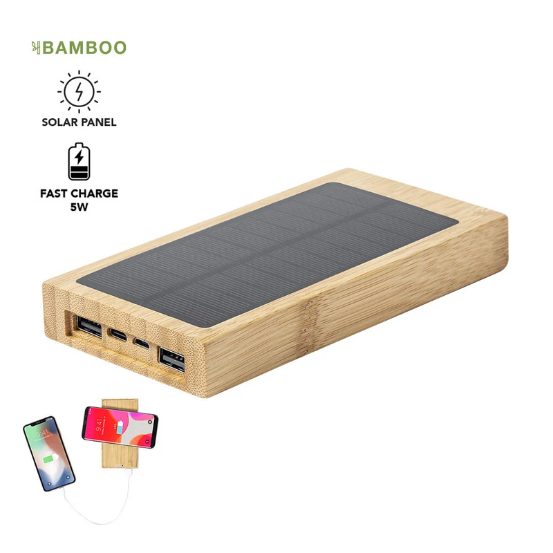 Batterie externe 10 000 mAh en bambou DIUK