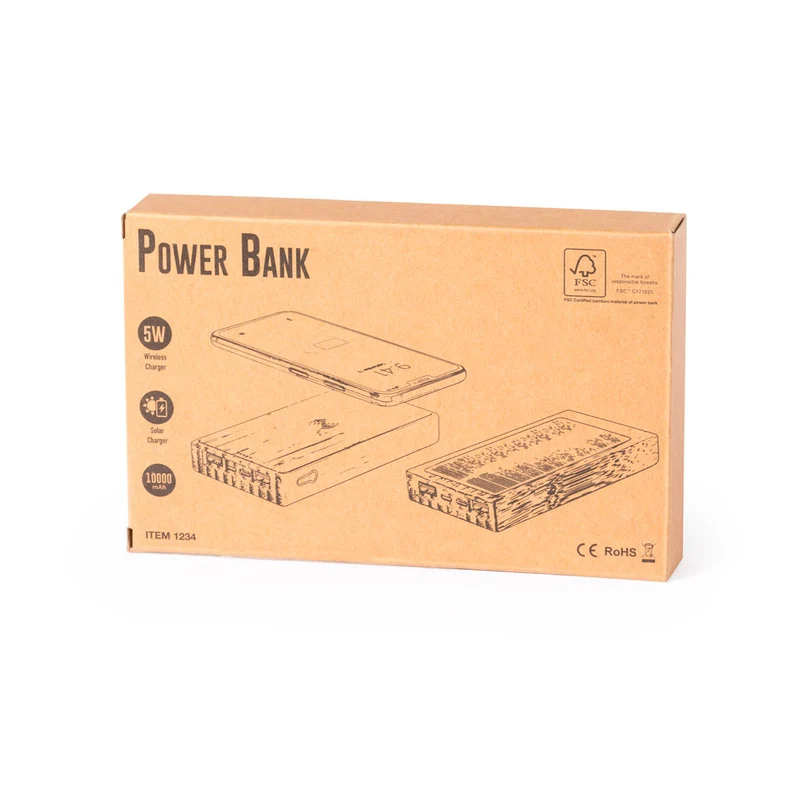 Batterie externe 10 000 mAh en bambou DIUK