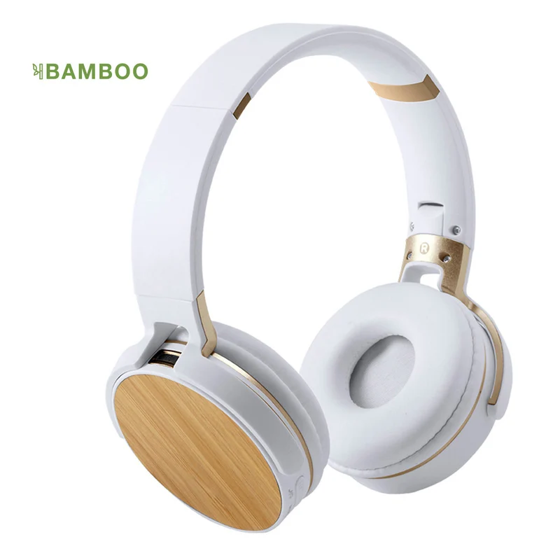 Casque bluetooth 5.0 jack 3,5mm, batterie 200 mAh en bambou et abs TREIKO