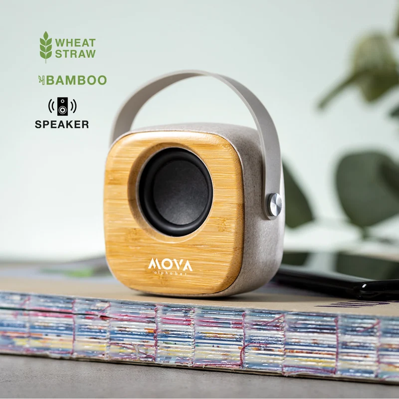 Enceintes bluetooth, 3w, batterie 500 mAh en paille de blé, abs et bambou KEPIR