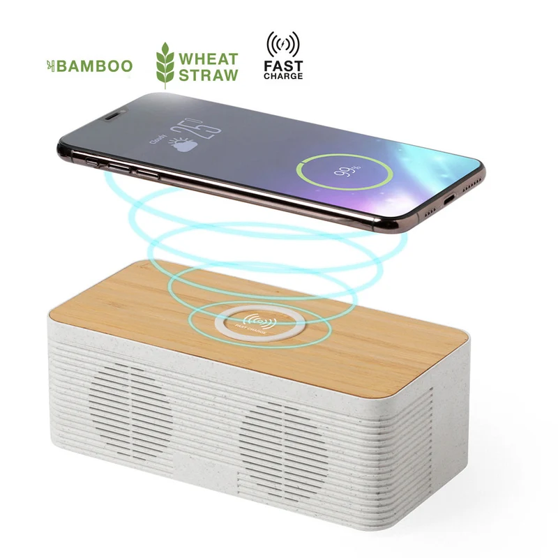 Enceintes 5w, 1200 mAh en paille de blé, abs et bambou TRECAM