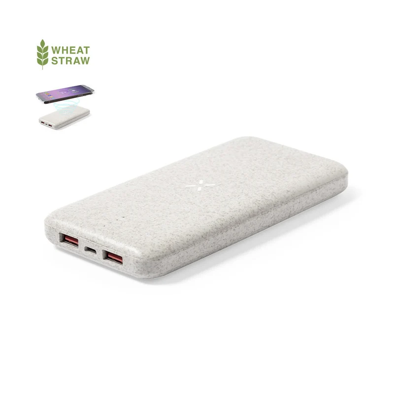 Batterie externe 8 000 mAh en paille de blé et abs YENDIK