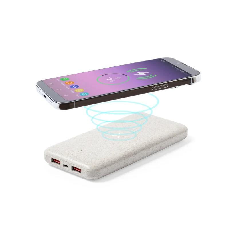 Batterie externe 8 000 mAh en paille de blé et abs YENDIK