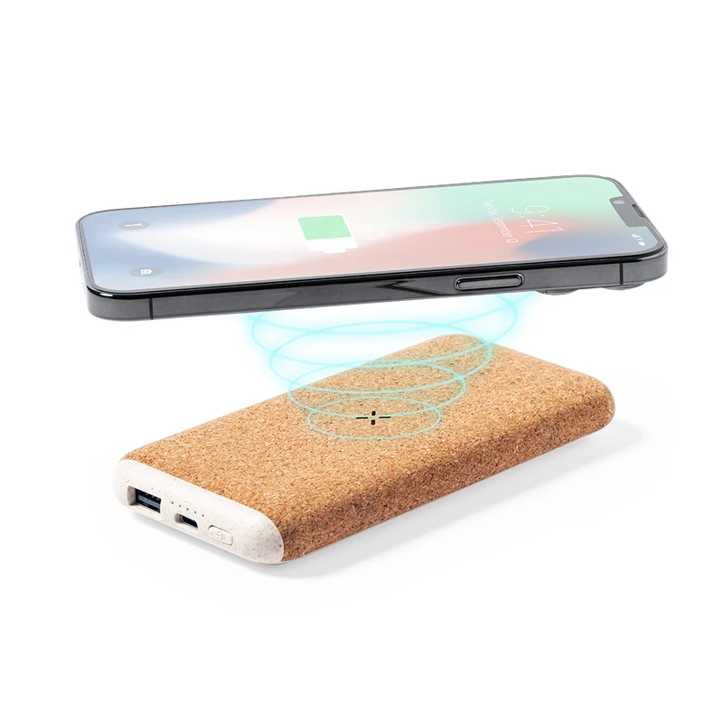 Batterie externe en liège, paille de blé et abs 15w, 8 000 mAh LIMERICK