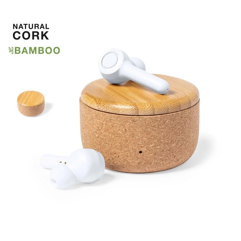 Écouteurs intra-auriculaires bluetooth 5.0 en liège et bambou GRIGAL
