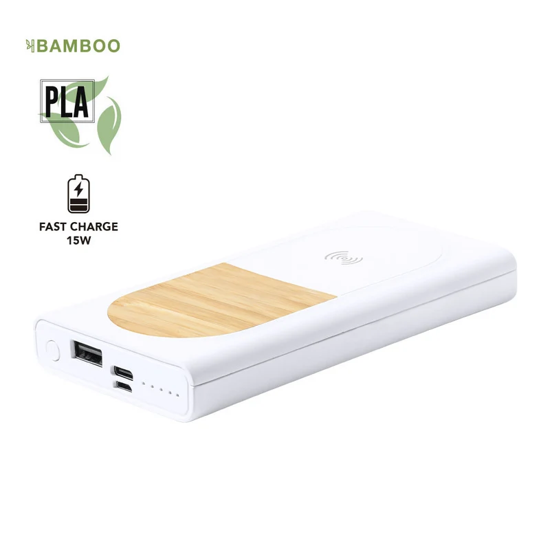 Batterie externe 8 000 mAh en bambou et pla compostable DITTE