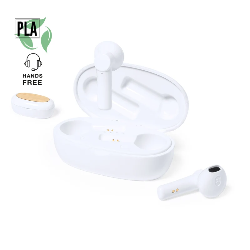 Écouteurs intra-auriculaires bluetooth, batterie 30 mAh en bambou, en pla compostable KERMIT