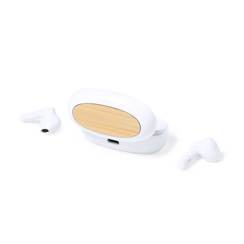 Écouteurs intra-auriculaires bluetooth, batterie 30 mAh en bambou, en pla compostable KERMIT