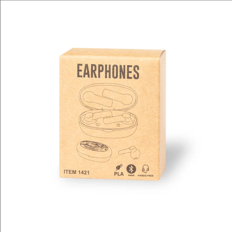 Écouteurs intra-auriculaires bluetooth, batterie 30 mAh en bambou, en pla compostable KERMIT