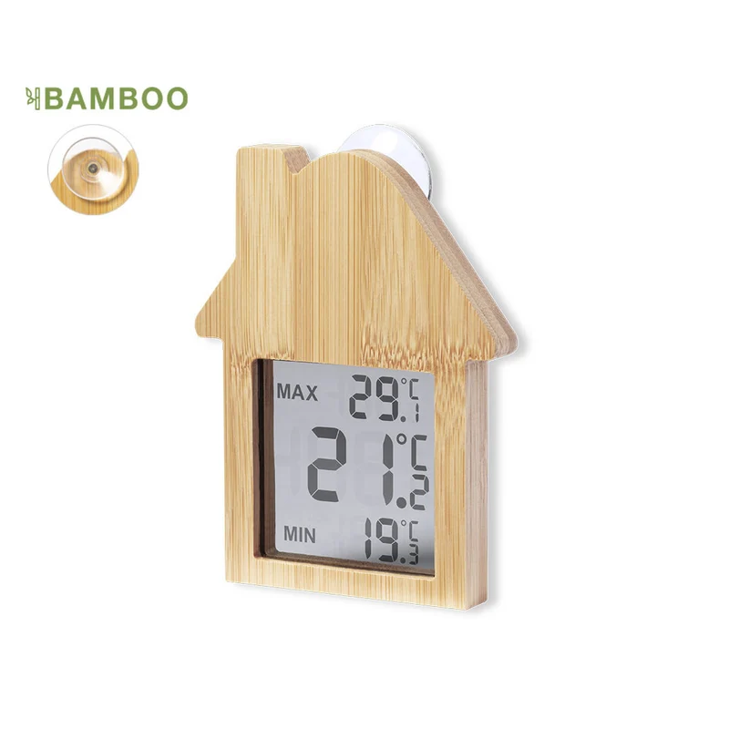 Station météo en bambou avec fixation par ventouse YENEN