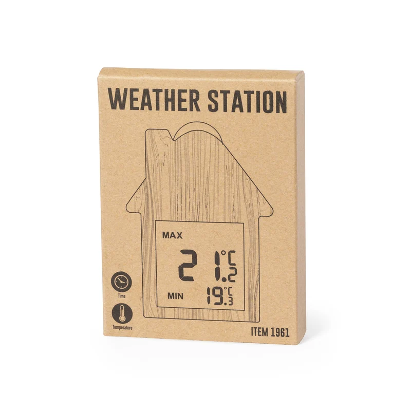 Station météo en bambou avec fixation par ventouse YENEN