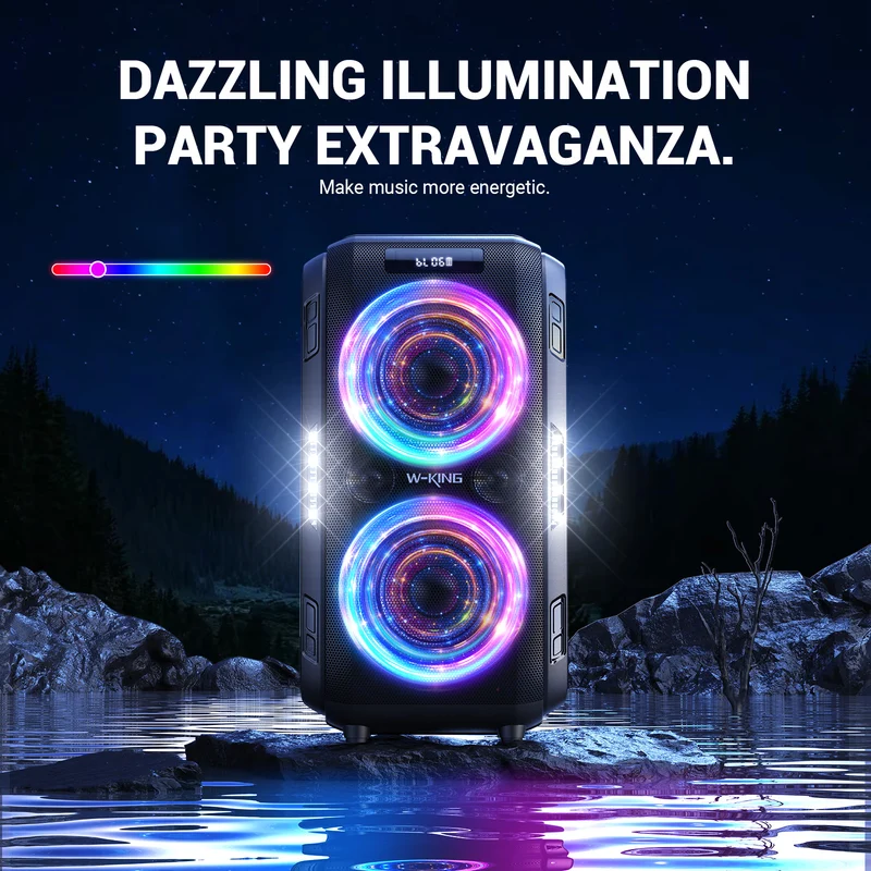 W-KING T9 Pro 120W RMS High Power Bluetooth Party Speaker with Bass Boost (270W Peak)