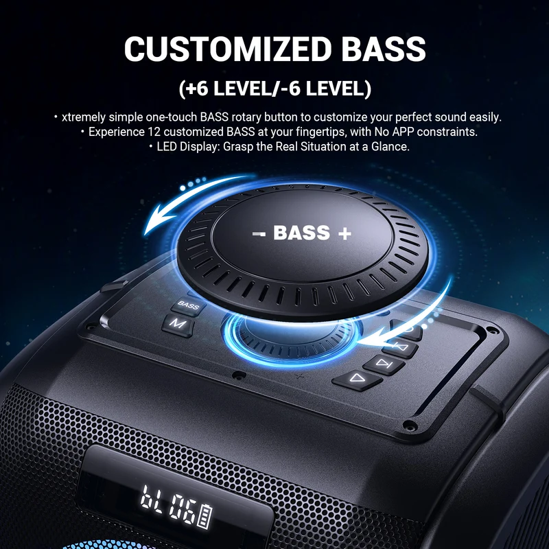 W-KING T9 Pro 120W RMS High Power Bluetooth Party Speaker with Bass Boost (270W Peak)