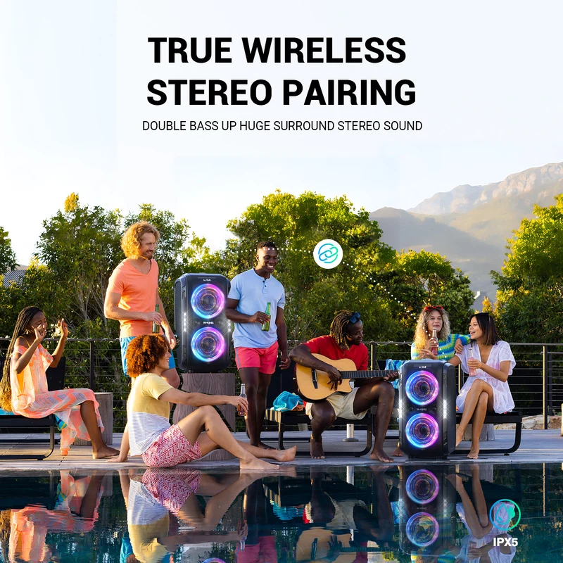 W-KING T9 Pro 120W RMS High Power Bluetooth Party Speaker with Bass Boost (270W Peak)