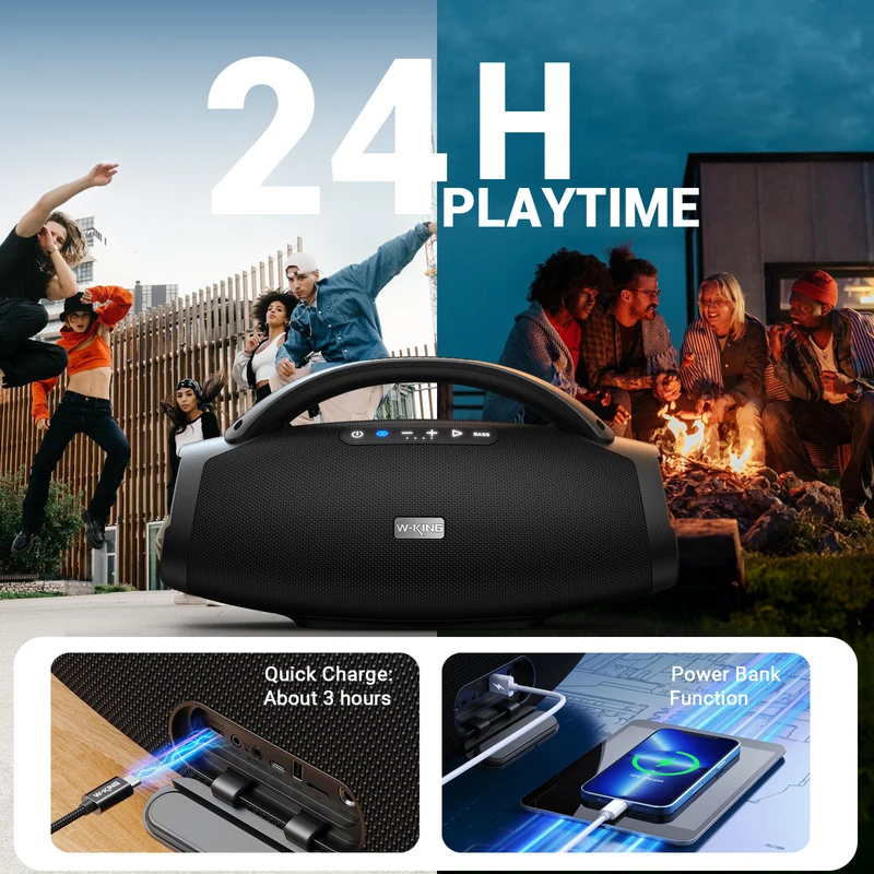 W-KING X20 200W RMS Outdoor Bluetooth Party Speaker with Deep Bass (330W Peak)