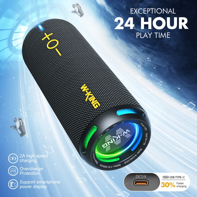 W-KING D320 40W RMS Compact Bluetooth Speaker for Travel