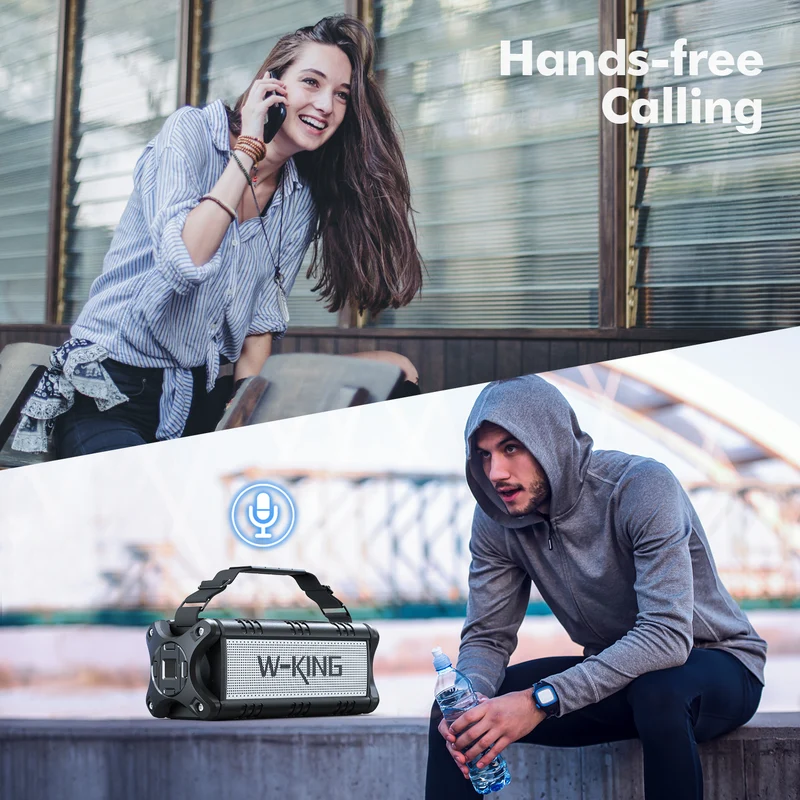 W-KING D8 50W RMS Outdoor Bluetooth Speaker with Deep Bass (90W Peak)