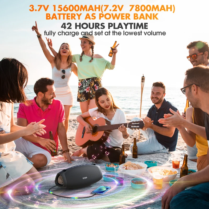 W-KING X10 70W RMS Portable Outdoor Bluetooth Speaker with Powerful Bass (120W Peak)