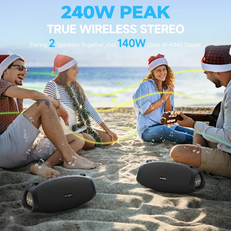 W-KING X10 70W RMS Portable Outdoor Bluetooth Speaker with Powerful Bass (120W Peak)