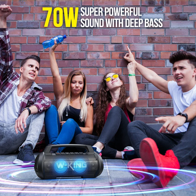 W-KING D10 70W RMS Portable Bluetooth Speaker with Powerful Bass (120W Peak)
