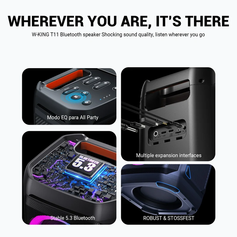 W-KING T11 100W RMS Loud Bluetooth Party Speaker for Outdoor Events (240W Peak)