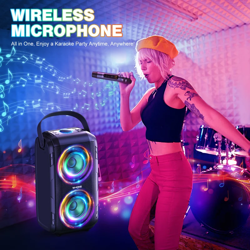 W-KING T9 Karaoke Bluetooth Party Speaker with Wireless Mic