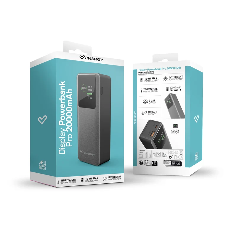 Display Powerbank Pro 20000 mAh - Bateria Portatil