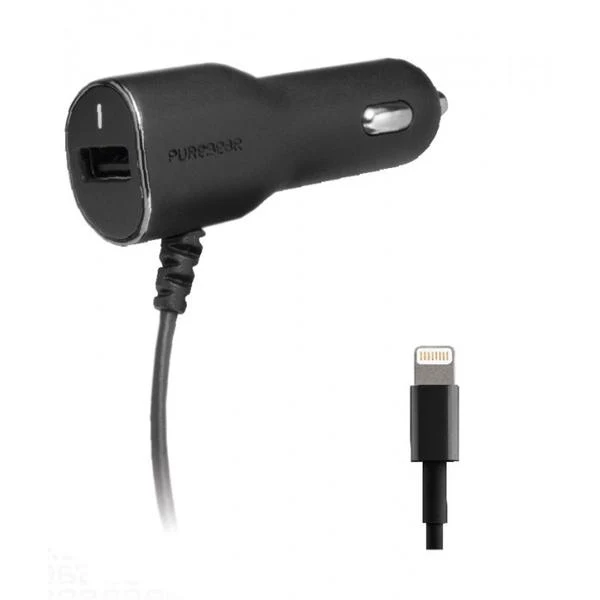 Chargeur de voiture Puregear Apple Lightning 1A extra USB