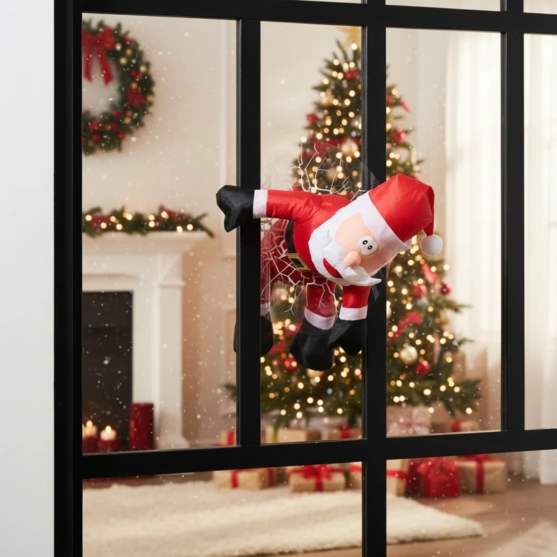 Décoration à ventouse Père Noël et lutin