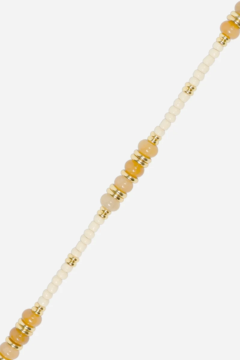 Chaîne de téléphone Kira - Perles beige et ambre