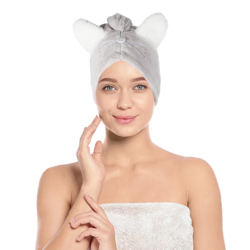 Serviette en microfibre pour cheveux - Gris