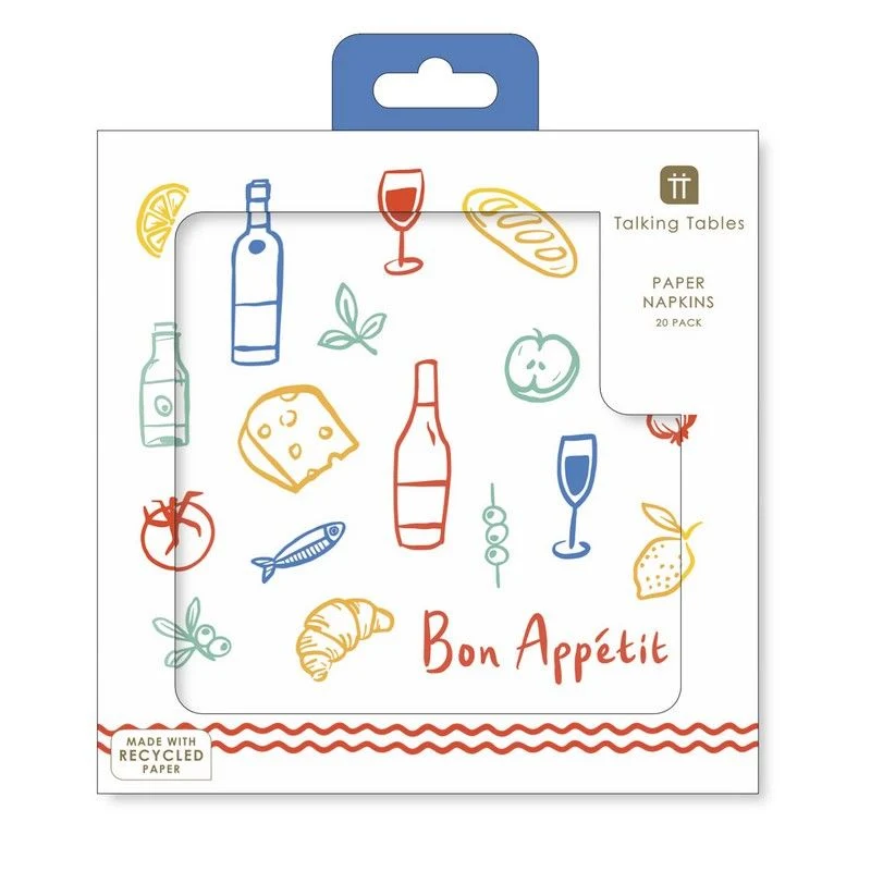 20 serviettes papier 33 x 33 cm - bon appétit