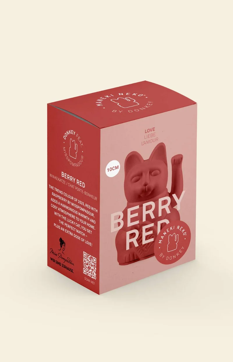 Mini Lucky Cat - Berry red