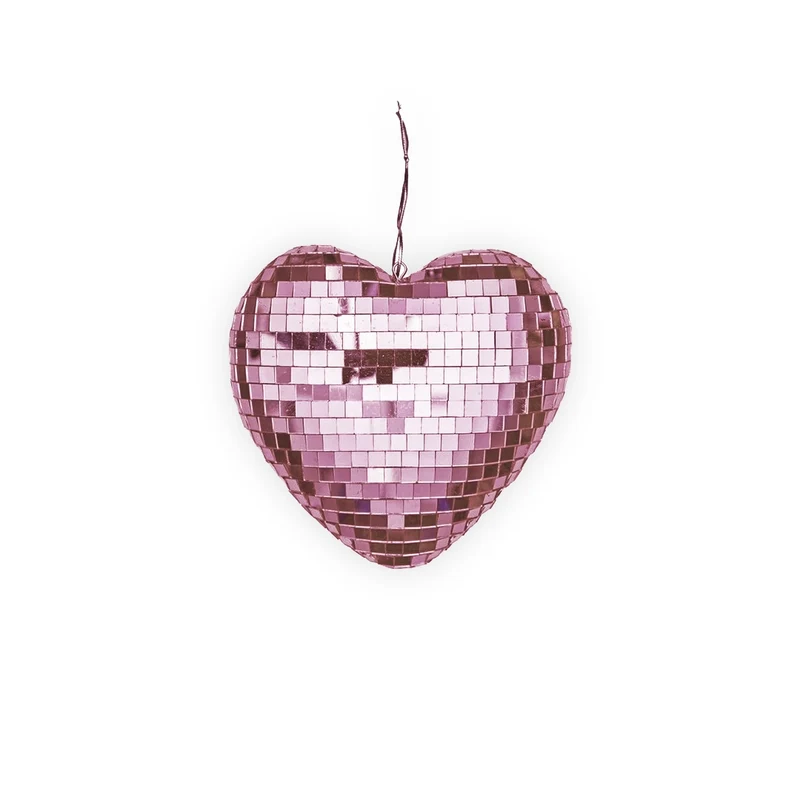 Boule disco Coeur M - Rose
