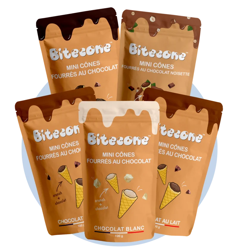 Mini cônes fourrés au chocolat