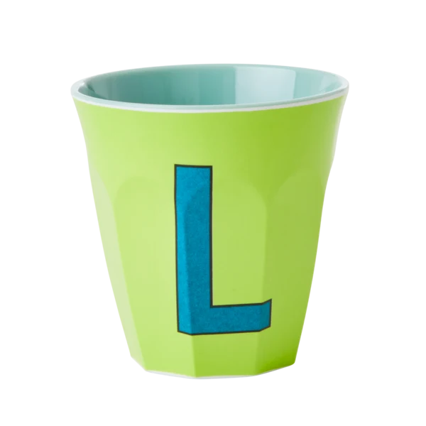 Gobelet Lettre mélamine tons bleu - toutes les lettres