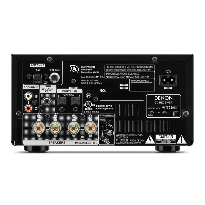 Micro-Chaîne Hi-Fi sans fil - 2 Canaux - Bluetooth, Denon DM-41SBK Noir