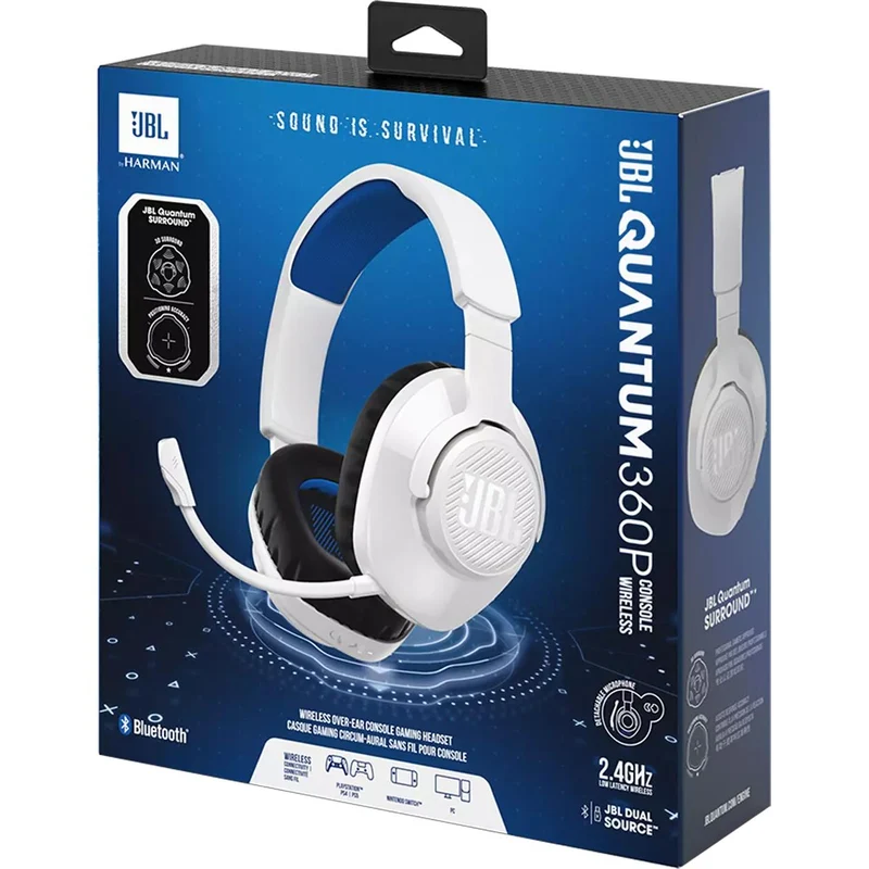 Casque gaming professionnel PLAY STATION Sans-Fils , JBL Quantum 360P - Blanc