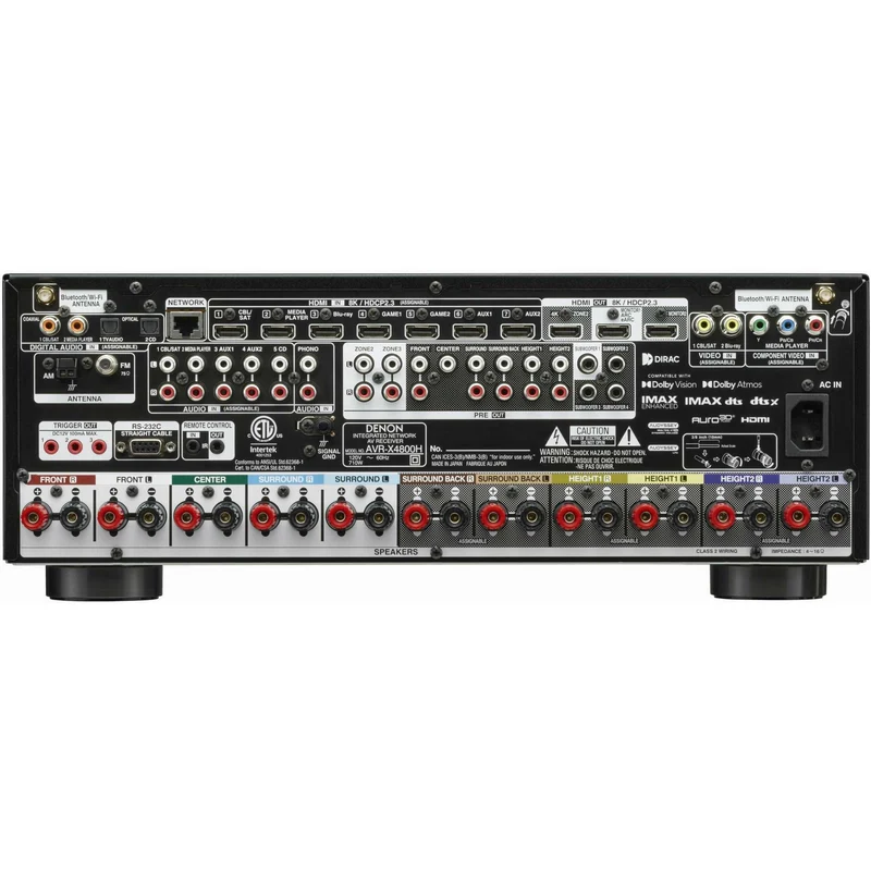 Récepteur AV 8K 9.4 canaux Dolby Atmos, Denon AVR-X4800H