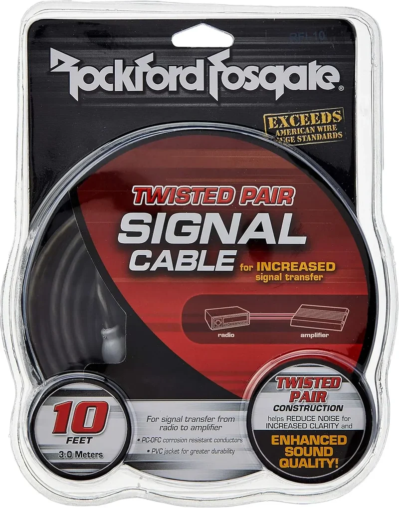 ROCKFORD RFI-10 – Câble RCA torsadé – 2 x 3 mètres – Audio stéréo blindé