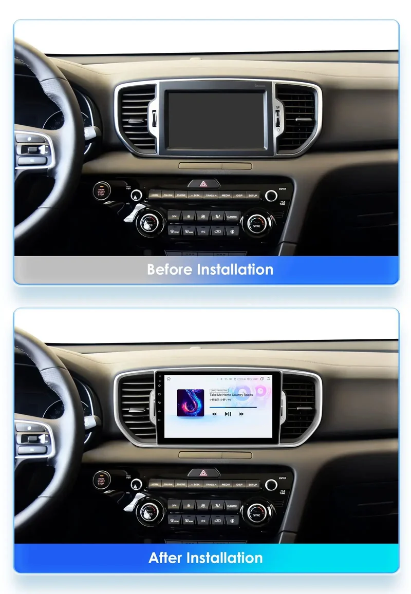 Autoradio Android 9 pouces pour Kia Sportage (2016-2018) – Écran QLED, CarPlay, Android Auto, Bluetooth 5.0