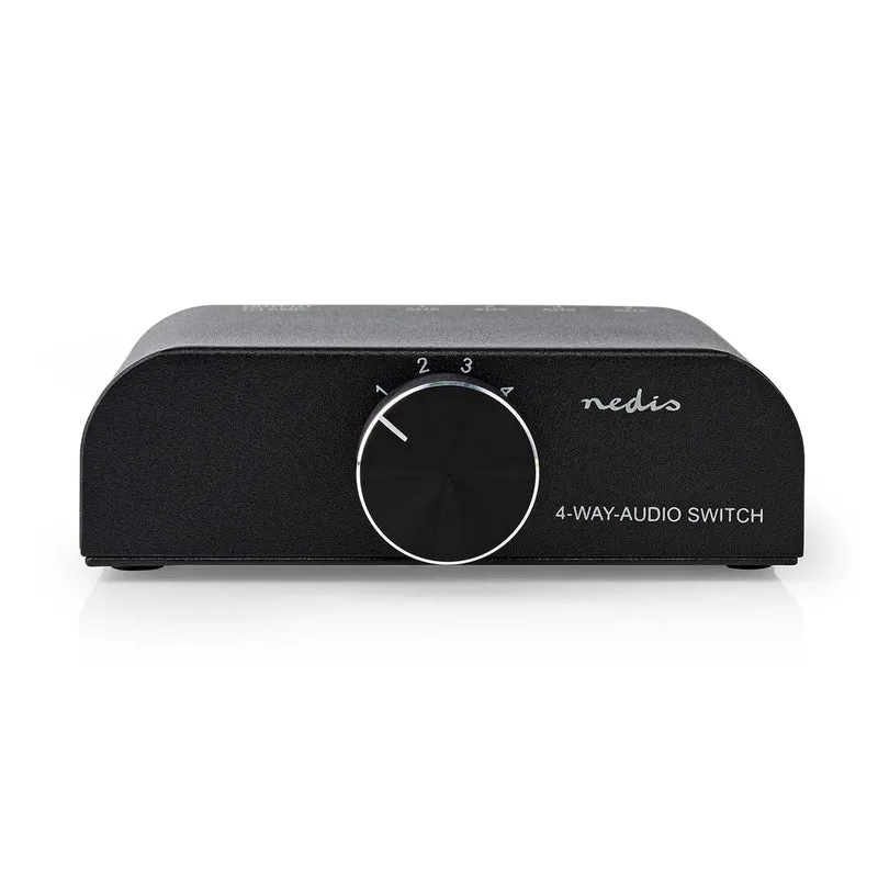 Analoge Audio-Switch 4-Poorts poort(en) - Ingangen audio / video / data: 1x 3.5 mm Audio Input / 3x (2x RCA Female) - Uitgangen audio / video / data: 1x (2x RCA Female)