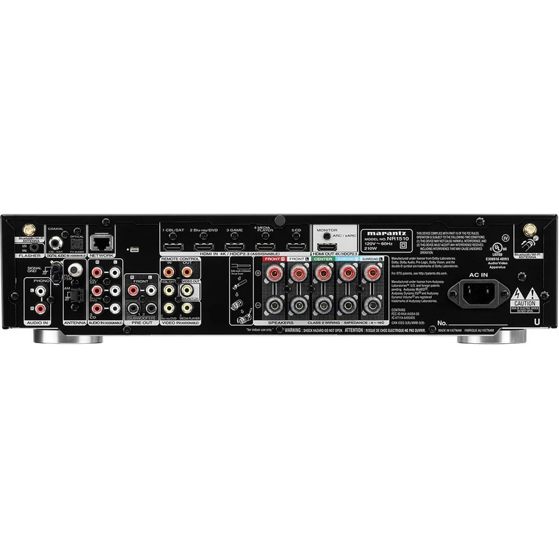 Récepteur AV 5.2 canaux 50W 4K UHD Bluetooth WiFi, Marantz NR1510 - Noir