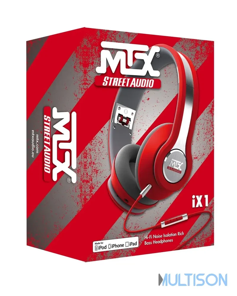 MTX iX1 Red - Casque Hi-Fi Circum-Aural Haut-Parleurs Néodymes