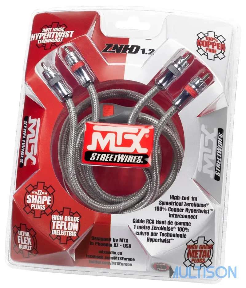MTX ZNHD1.2 – Câble RCA Stéréo 1 mètre ZeroNoise Haute Définition